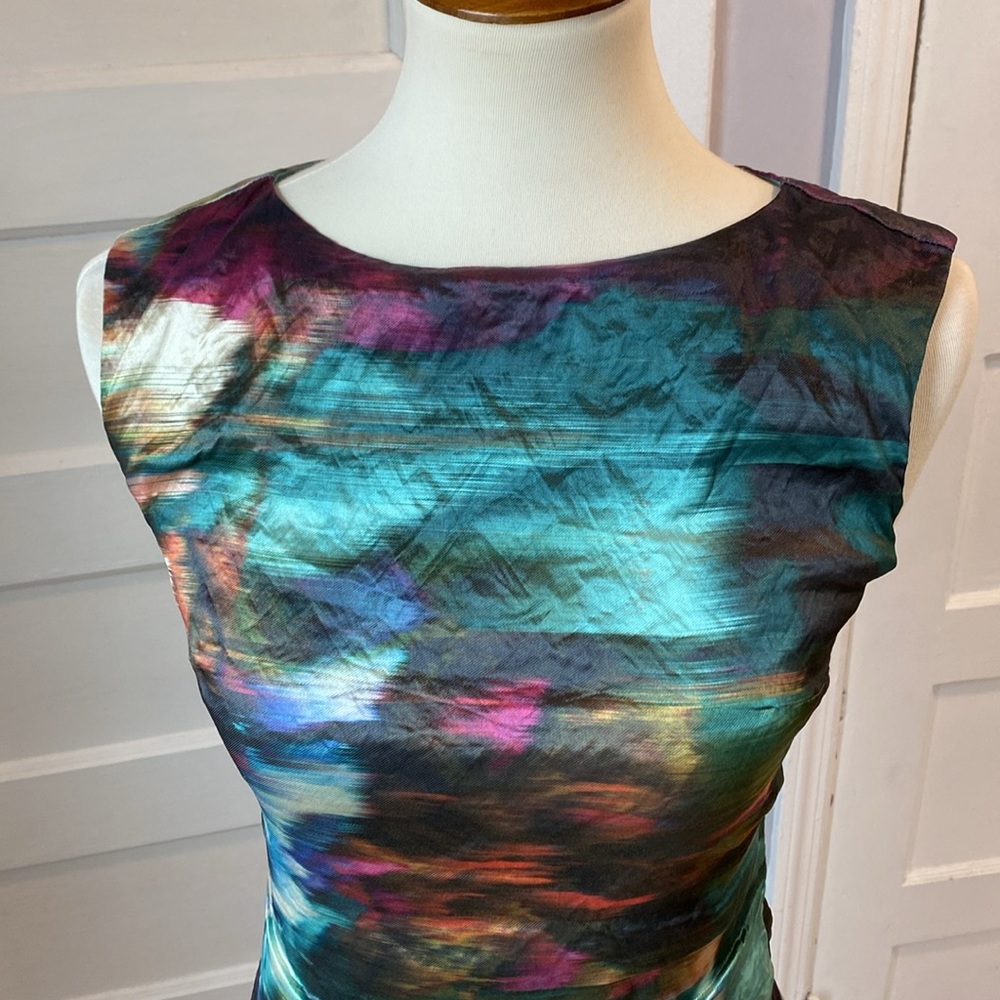 Nicole Miller Motion Blur Metallic Midi Dress, Size 2 - Picture 8 of 17